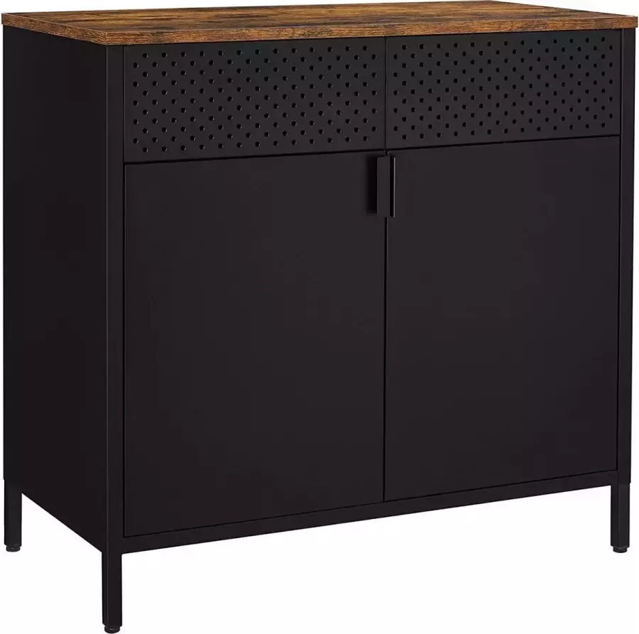 ML Meubels Archiefkast Industrieel Vintage Houten Blad Kantoorkast 80 x 40 x 76 cm Zwart