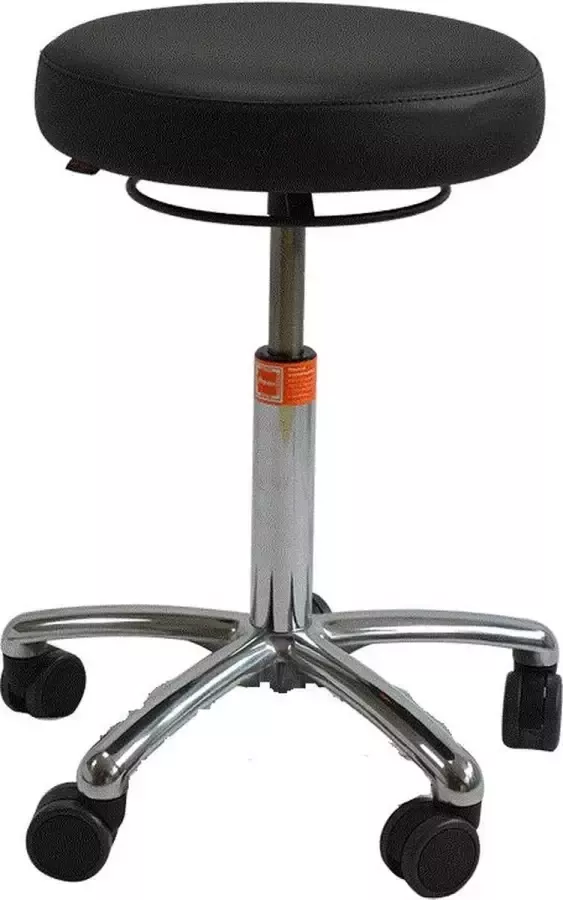 Mmax Lage kruk M3000 stamskin zwart handbediening verrijdbaar hoogte verstelbaar