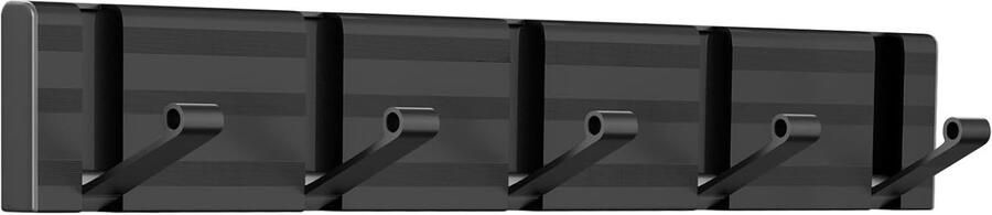 Mmgoqqt Wandkapstokhaak Zwart Moderne en ruimtebesparende kapstok Met 5 afneembare haken Stevige wandkapstokhaak Geschikt voor jassen- mantels-tassen- hoeden en sjaals