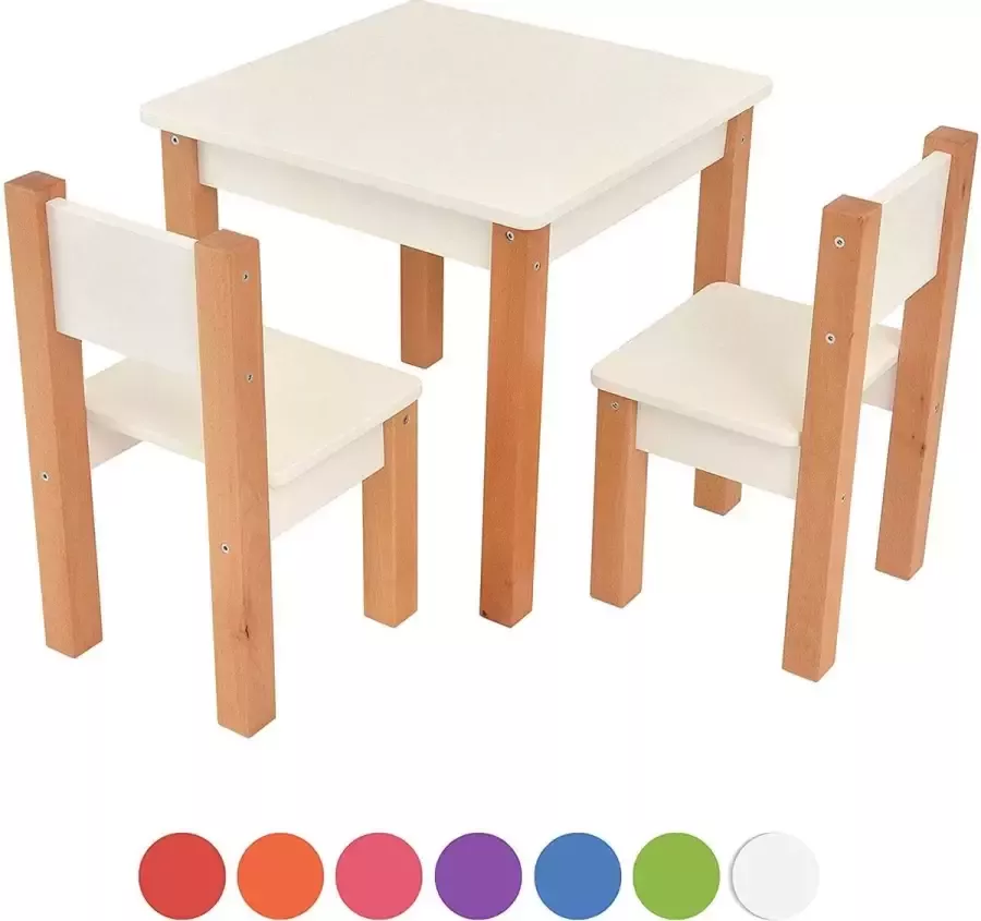 Mobi furniture Mario kindertafel met 2 stoelen wit