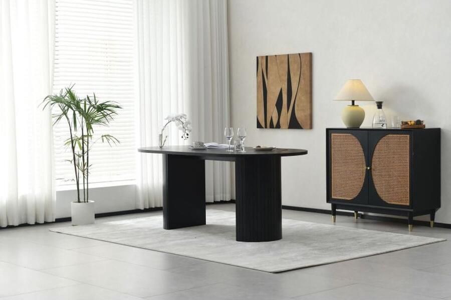 Mobistoxx eettafel LUNARA 180cm zwarte eik ovaal