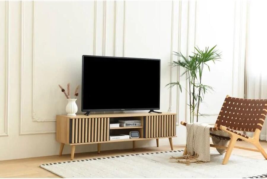 Mobistoxx Tv-meubel PISTACHE 150cm 2 deuren houtbruin zwart