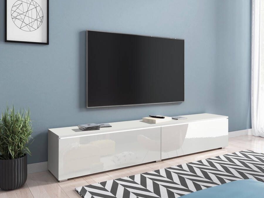 Mobistoxx Tv-meubel Dubai met LED TV kast Wit hoogglans wit tv meubel 140cm