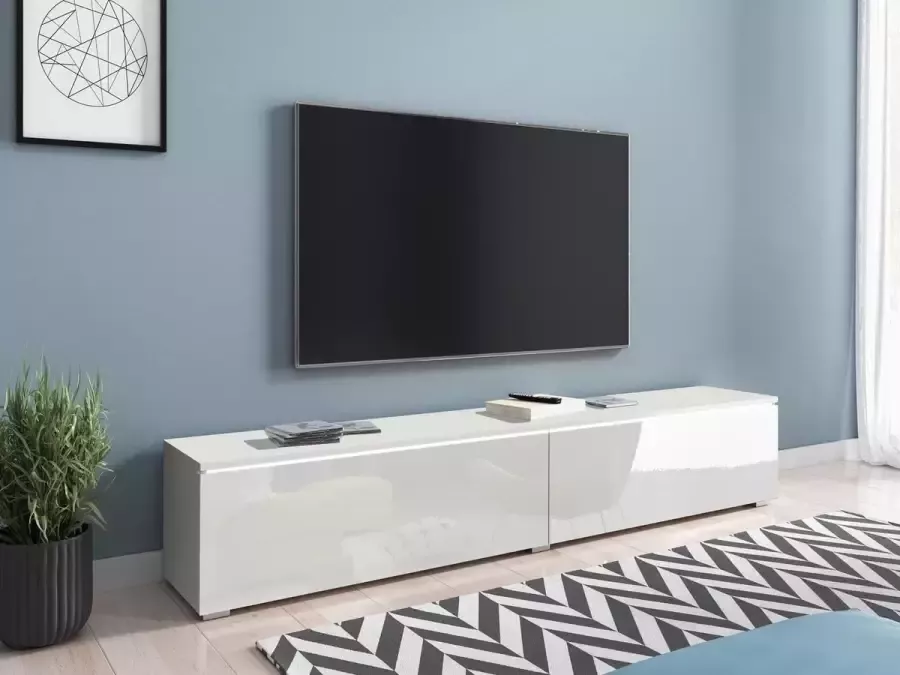 Mobistoxx Tv-meubel Dubai met LED TV kast Wit hoogglans wit tv meubel 140cm
