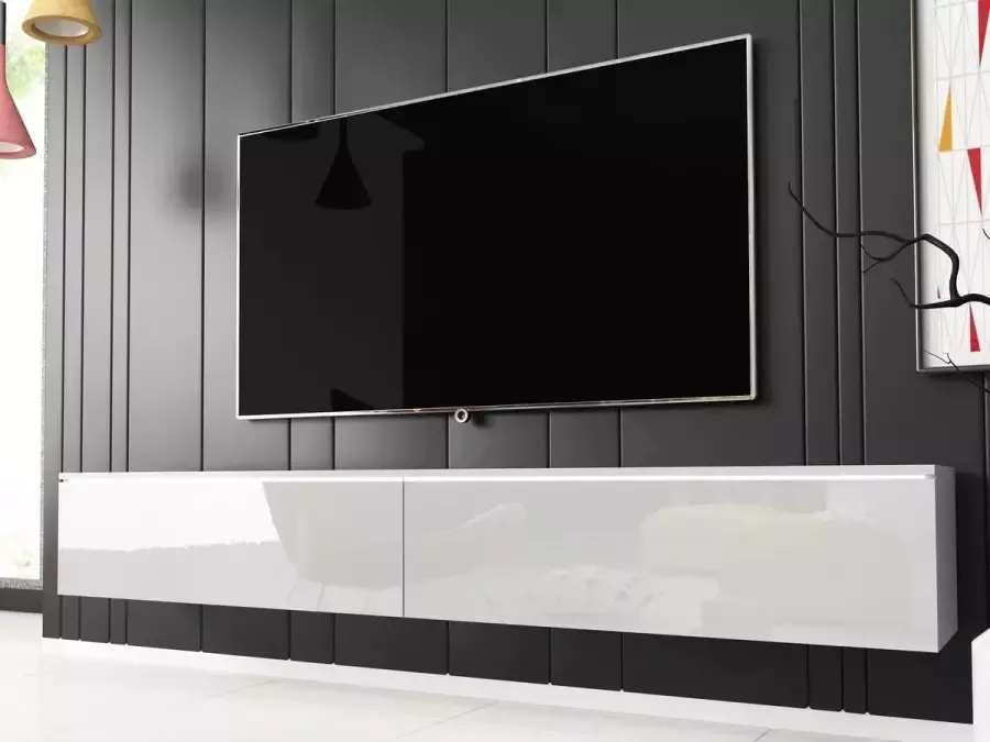 Mobistoxx Tv-meubel Dubai met LED TV kast Wit hoogglans wit tv meubel 180cm