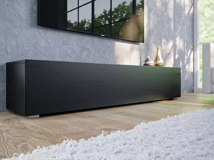 Mobistoxx Tv-meubel Kingston Zwart Zwarte eik Gasveren 160cm