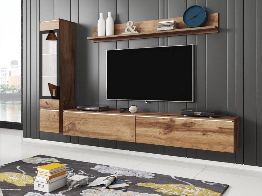 Mobistoxx Tv-meubel Vittorio hangkast Wotan Eik 180cm tv set 3 elementen