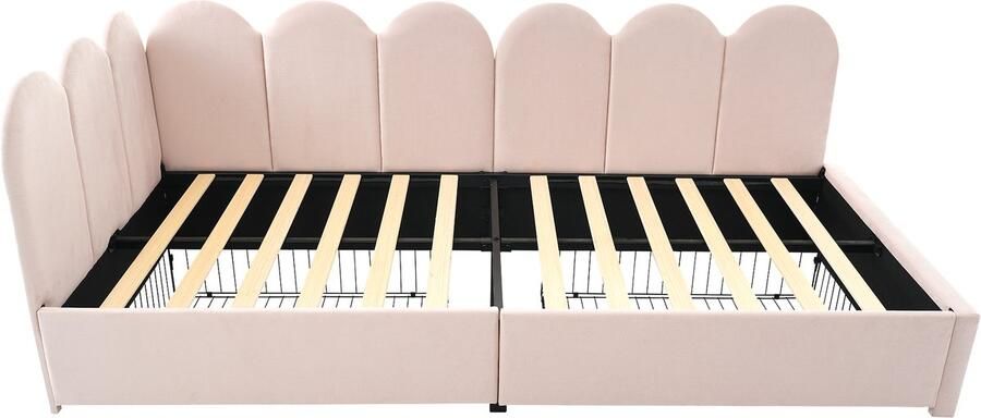 Mobrio Daybed bed met 2 lades fluwelen stof 90x200 cm met lattenbodem Roze