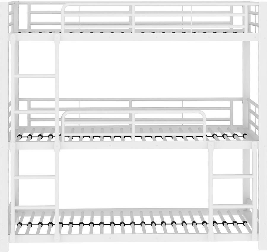 Mobrio Driedubbel stapelbed 3x90x200cm ijzeren frame Wit
