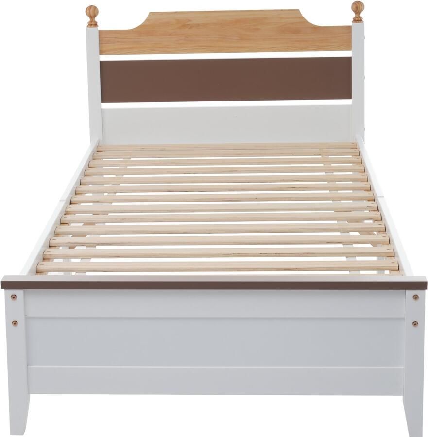 Mobrio Eenpersoonsbed 90x200cm houten frame Bruin