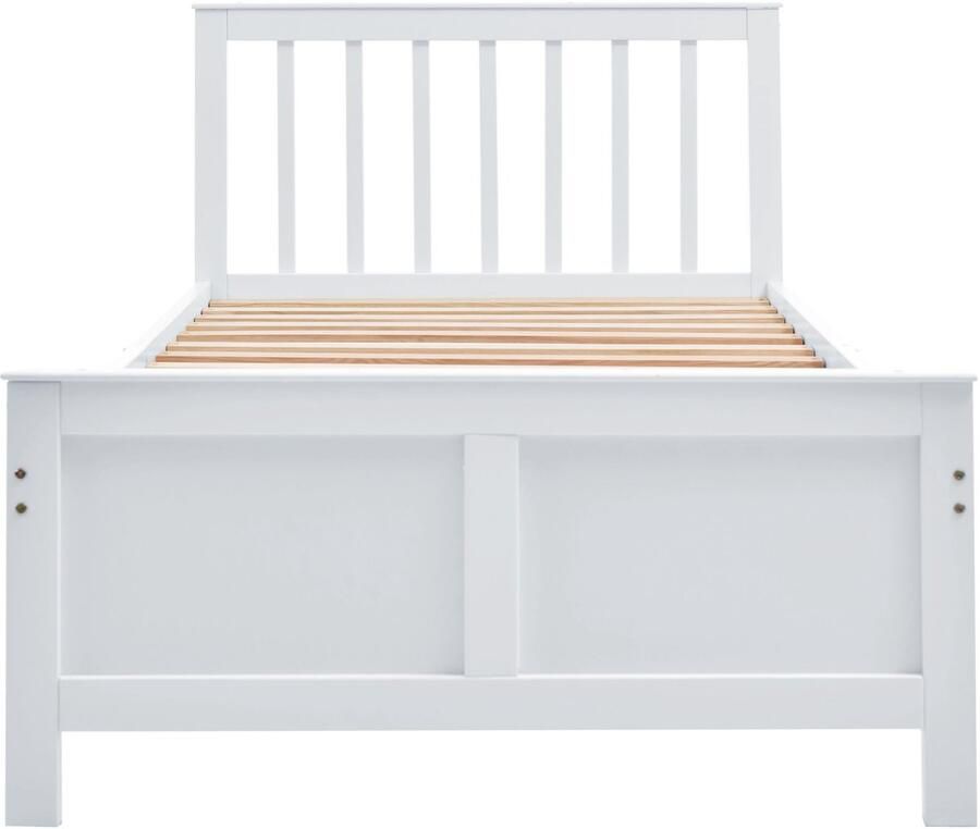 Mobrio Eenpersoonsbed 90x200cm in massief hout met 2 laden Wit