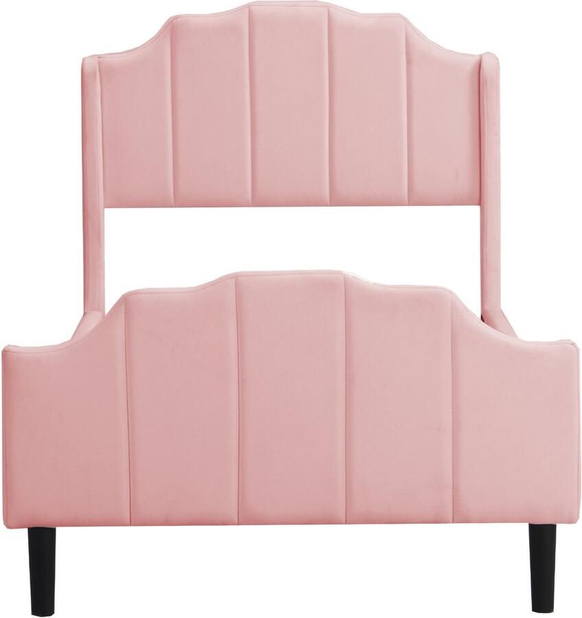 Mobrio Eenpersoonsbed bekleed met fluweel 90x200cm met lattenbodem roze