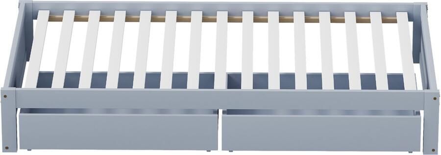 Mobrio Eenpersoonsbed met 2 lades en houten lattenbodem 90x200cm Grijs