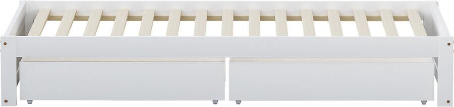 Mobrio Eenpersoonsbed met 2 lades en houten lattenbodem 90x200cm Wit