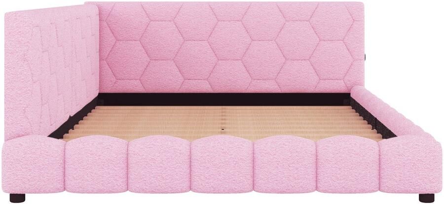 Mobrio Fluweel daybed 140x200cm met LED en USB poort Roze