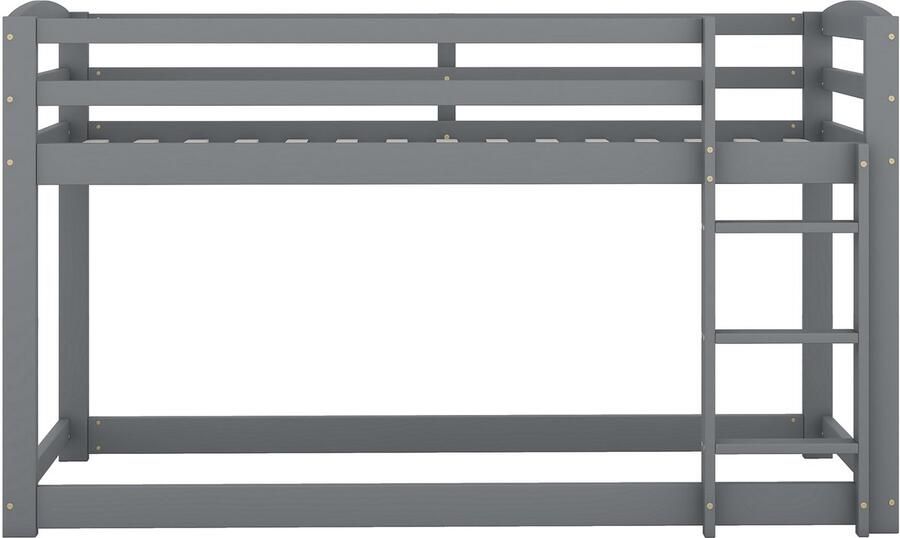 Mobrio Grenen stapelbed met valbeveiliging + ladder 90x200cm Grijs