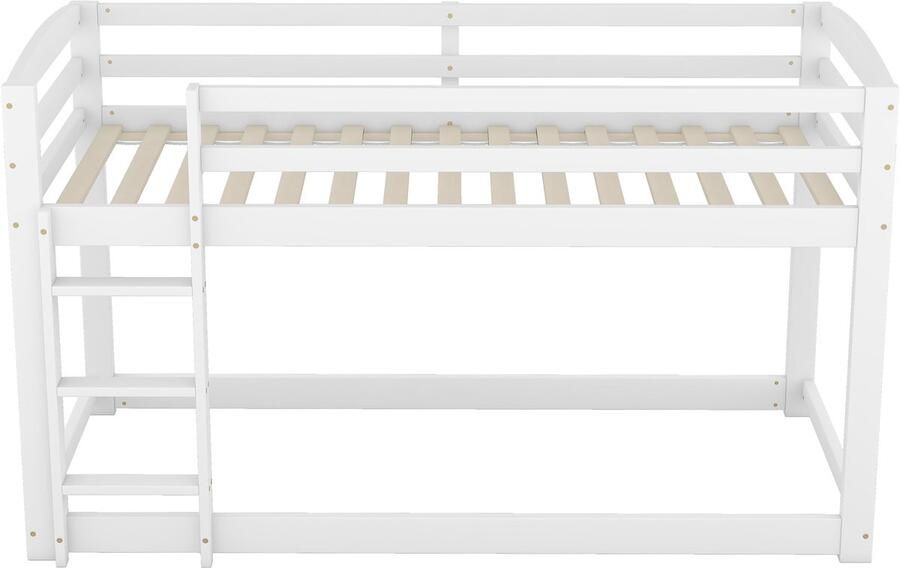 Mobrio Grenen stapelbed met valbeveiliging + ladder 90x200cm Wit