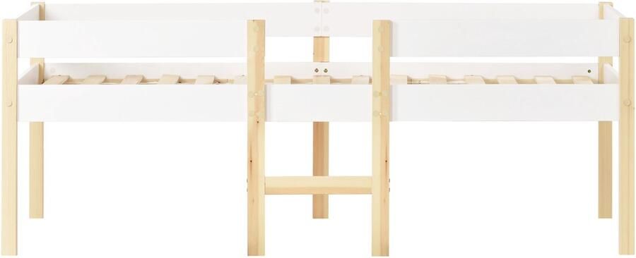 Mobrio Hoogslaper met beugels massief grenenhout 90x200 cm Wit