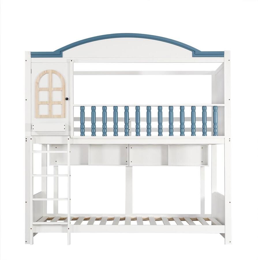 Mobrio Houten stapelbed 90x200 cm met planken Wit