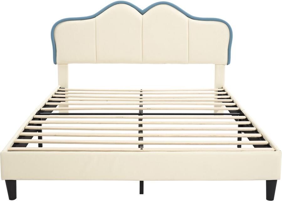 Mobrio Kinderbed 140x200cm in kunstleer Blauw & Wit