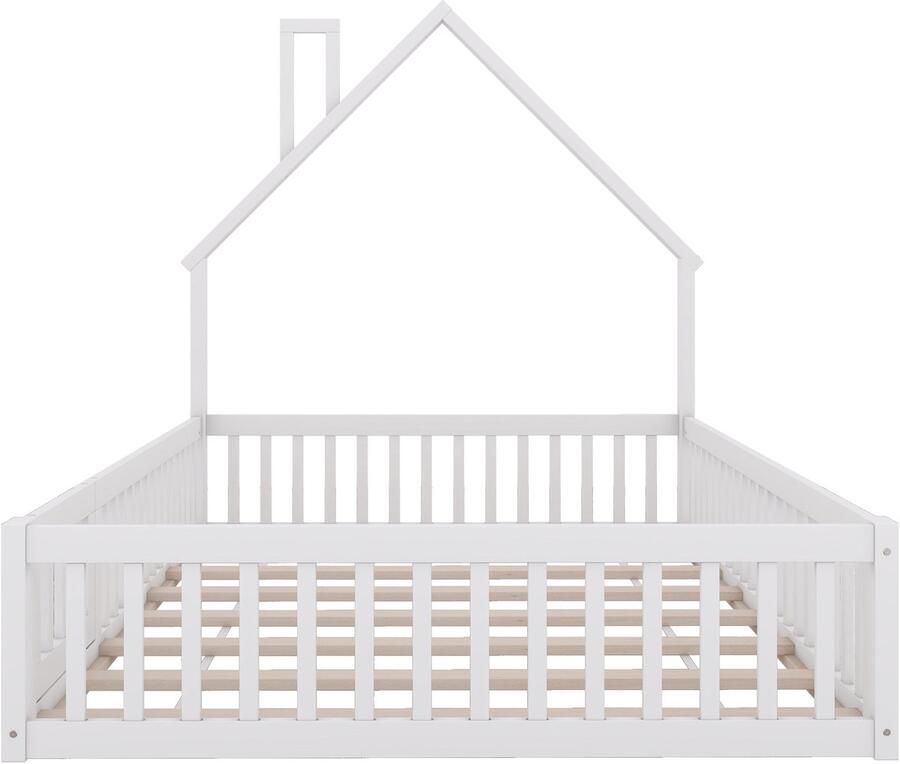 Mobrio Kinderbed 140x200cm in massief hout met lattenbodem Wit