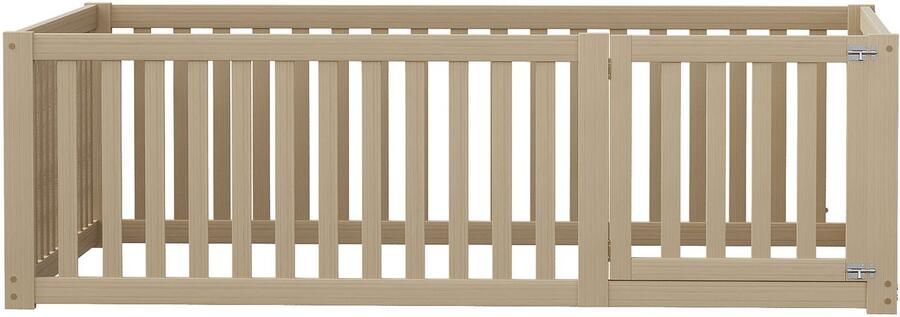 Mobrio Kinderbed 140x200cm in massief hout met veiligheidsbarrière Naturel