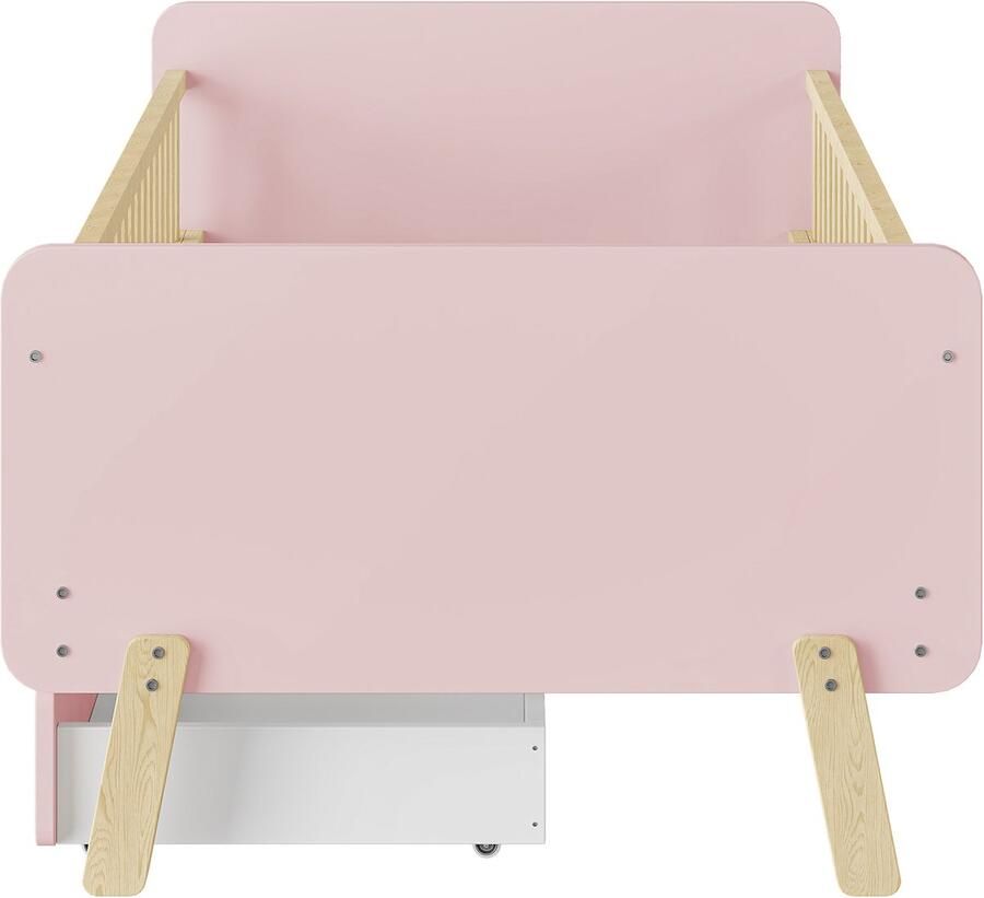 Mobrio Kinderbed 90x190cm met 2 lades massief houten eenpersoonsbed met lattenbodem Roze