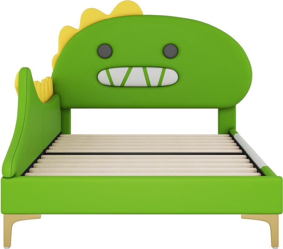 Mobrio Kinderbed 90x200 cm dinosaurusvorm in kunstleer Groen