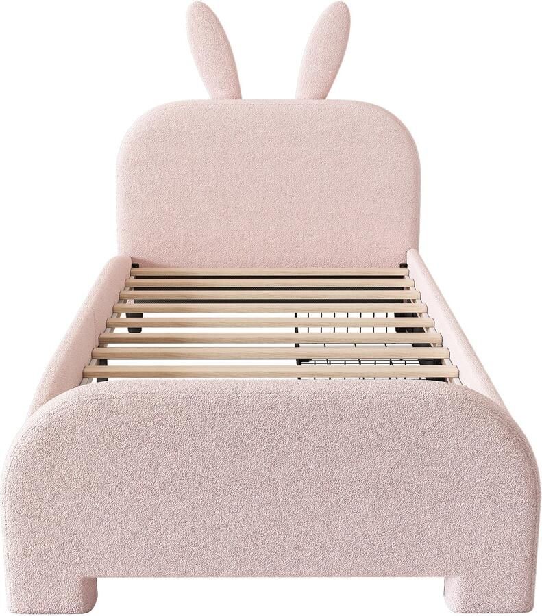 Mobrio Kinderbed 90x200 cm met 2 lades konijnvormig hoofdeinde Roze