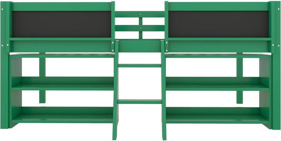 Mobrio Kinderbed 90x200cm in massief hout meerdere planken Groen (matras niet inbegrepen)