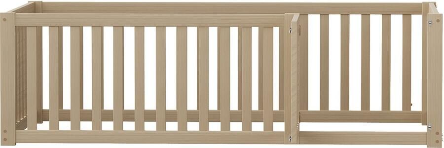 Mobrio Kinderbed 90x200cm in massief hout met veiligheidsbarrière Naturel