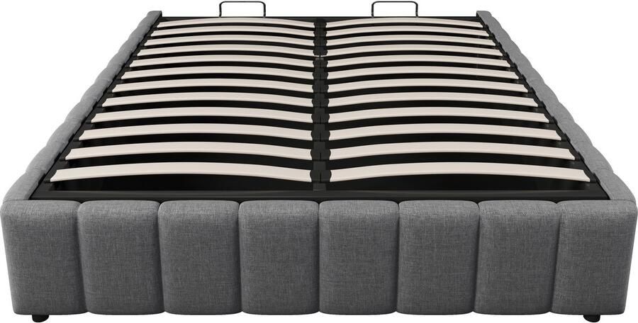 Mobrio Linnen gestoffeerd opbergbed 140x200 cm zonder hoofdbord Grijs