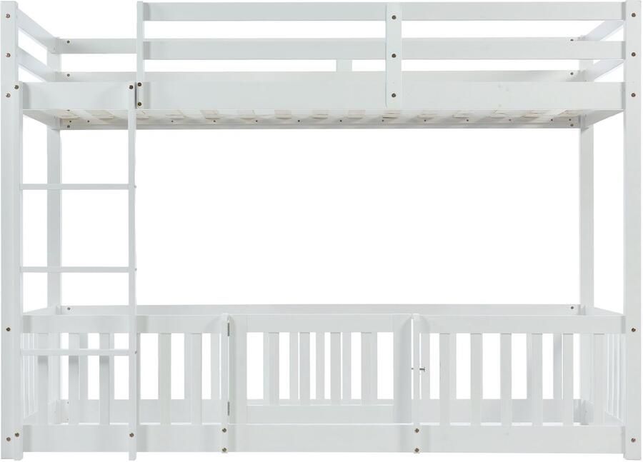 Mobrio Massief houten stapelbed 90x200 cm met veiligheidsrails Wit