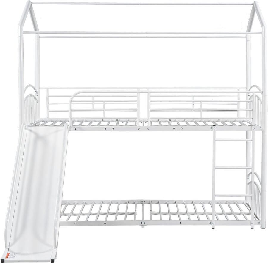 Mobrio Metalen stapelbed met ladder en glijbaan 90x200cm Wit