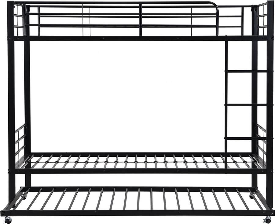 Mobrio Smeedijzeren stapelbed 90x200 cm met onderschuifbed 90x190 cm Zwart