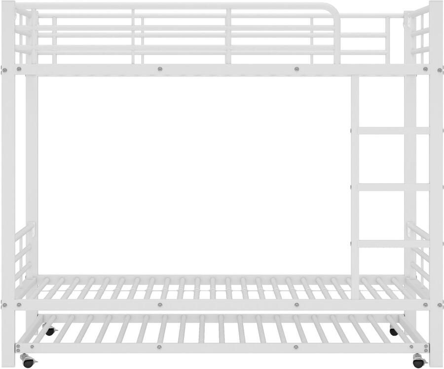 Mobrio Smeedijzeren stapelbed 90x200 cm met onderschuifbed 90x190cm Wit