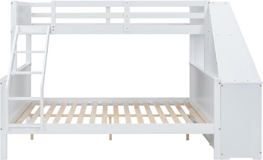 Mobrio Stapelbed 140x200cm een bureau aan de zijkant met 3 grote lades Wit