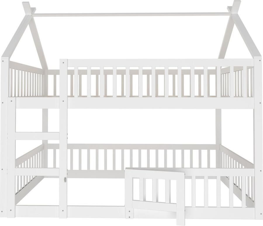 Mobrio Stapelbed 140x200cm massief hout met trap Wit