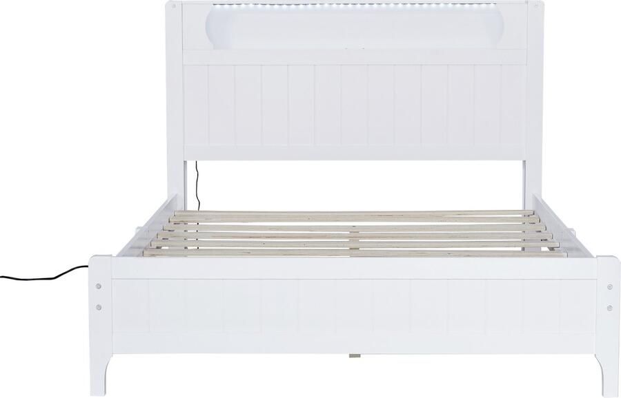 Mobrio Tweepersoonsbed 140x200cm met LED hout en MDF Wit