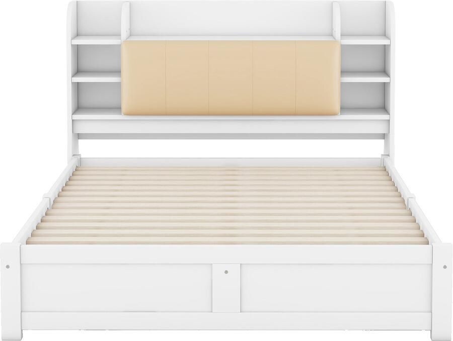 Mobrio Tweepersoonsbed 160x200cm 4 lades opbergvakken op hoofdeinde Wit