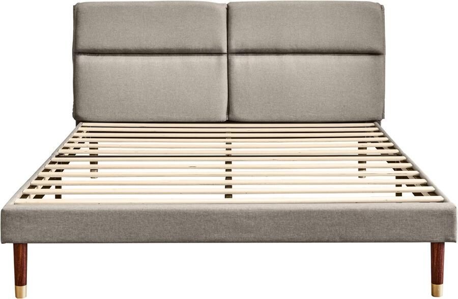 Mobrio Tweepersoonsbed 160x200cm in linnen met verstelbaar hoofdeinde en lattenbodem Grijs