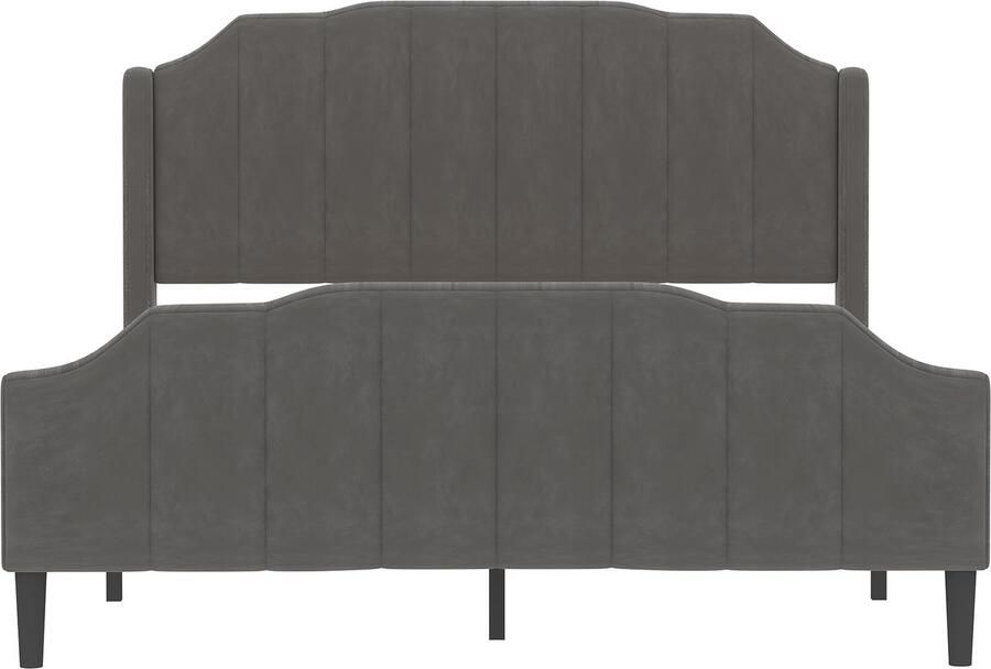 Mobrio Tweepersoonsbed bekleed met fluweel 140x200cm met lattenbodem grijs