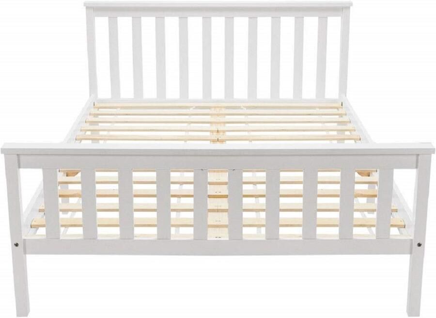 Mobrio Volwassen bed 140x200cm in massief hout met lattenbodem Wit