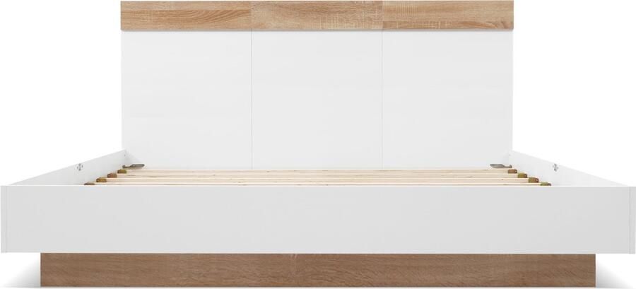 Mobrio Volwassen bed 140x200cm zwevend bed met lattenbodem houten frame wit
