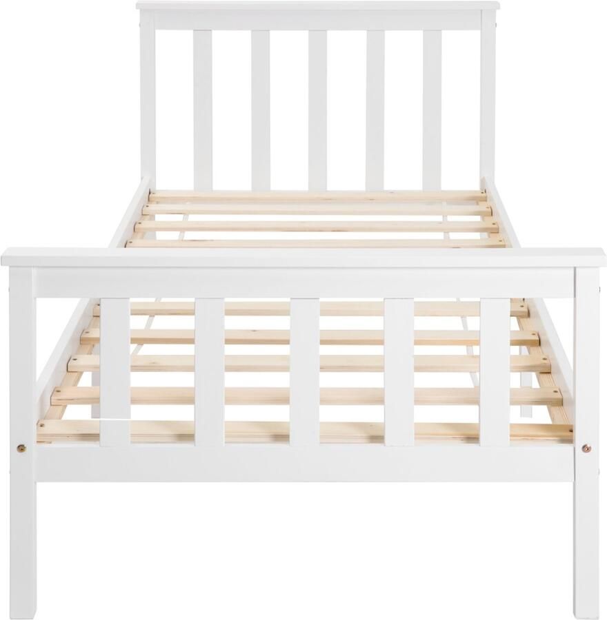 Mobrio Volwassen bed 90x200cm in massief hout met lattenbodem Wit