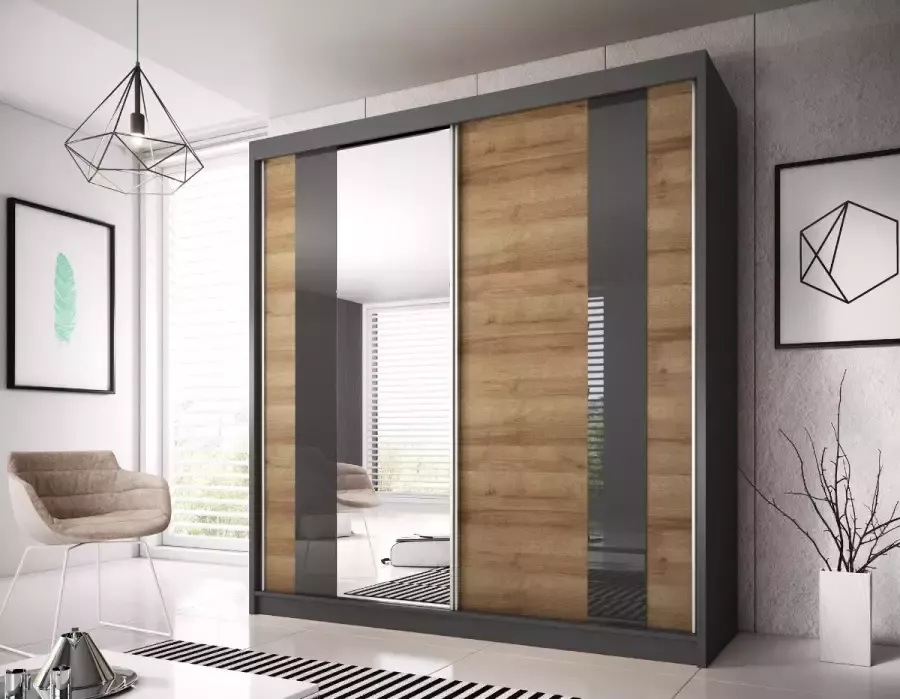 Modani Meubels Kledingkast Multi 39 Eiken Zwart 183 cm