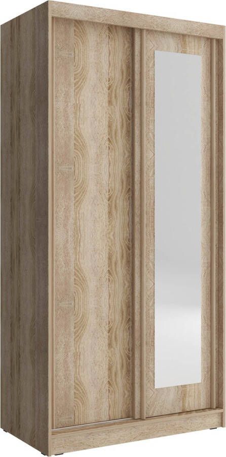 Modani Meubels Schuifdeurkast Allison Licht eiken Spiegel Kledingkast 100x206x62 cm