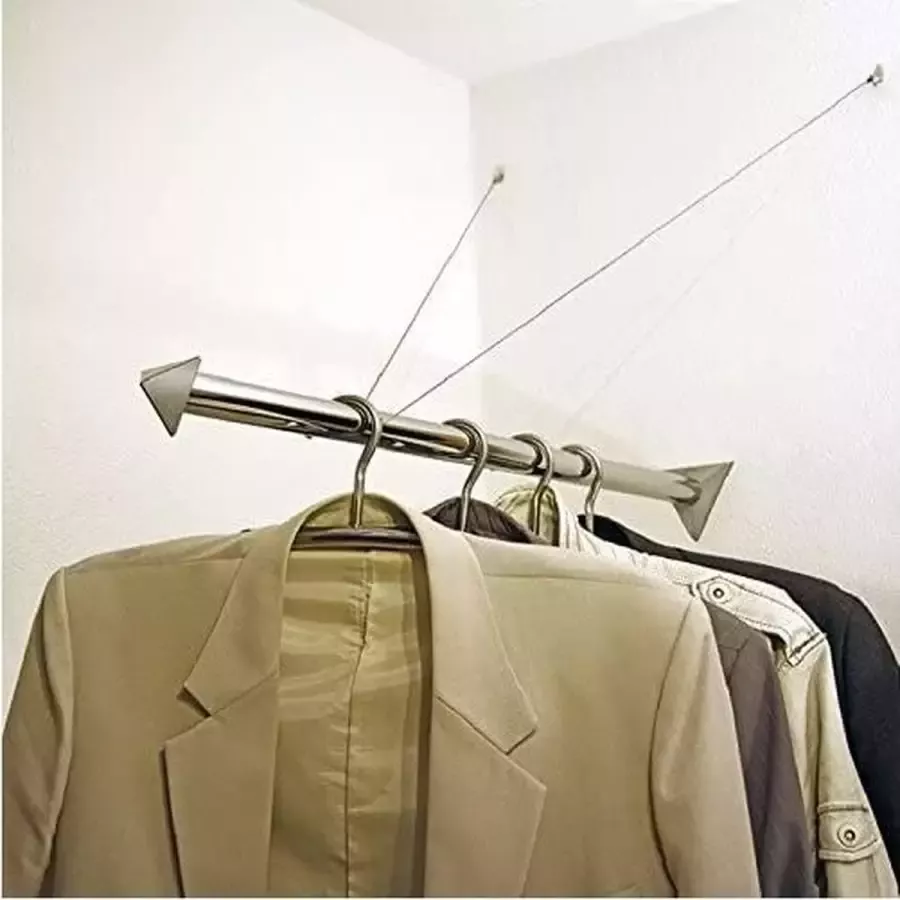 Modern Garderobe Stang 25 KG draadkracht e luxe kapstok garderobe stang RVS garderobe stang 78 cm lang