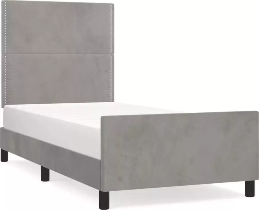 Modern life ModernLife' Bedframe met hoofdeinde fluweel lichtgrijs 90x200 cm
