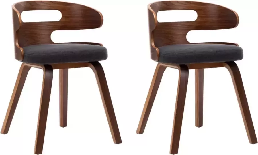 Modern life ModernLife' Eetkamerstoelen 2 st gebogen hout en stof donkergrijs